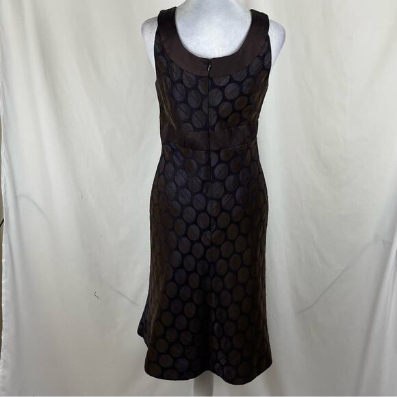 Badgley Mischka Black Brown Polka Dot Quiet Luxury Party Event Dress Size S - Picture 5 of 14